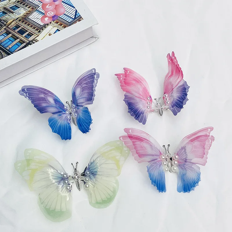 

Gradient Rainbow Colorful Flexible Hair Clip Kids Hair Clips Butterfly Hairpins Girls Hair Accessories Headwear Styling Too