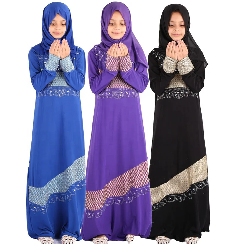 2020 eid  wholesale dubai design gril long muslim abaya with diamond stone