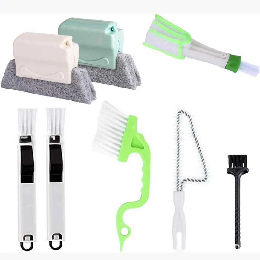 

DD020 Household 8pcs/set Cleaner Gap Tools Trough Dust Wiper Groove Brushes Cleaning Window Ditch Brush Set, As pic