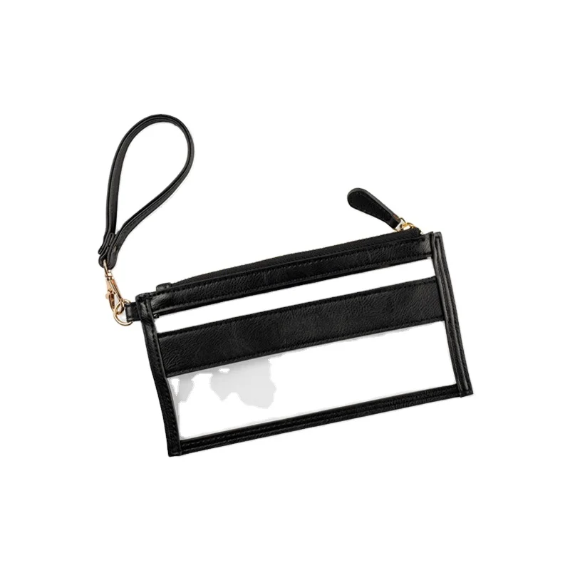 
High Quality Clear Clutch Purse with Custom Vegan Leather Trim 