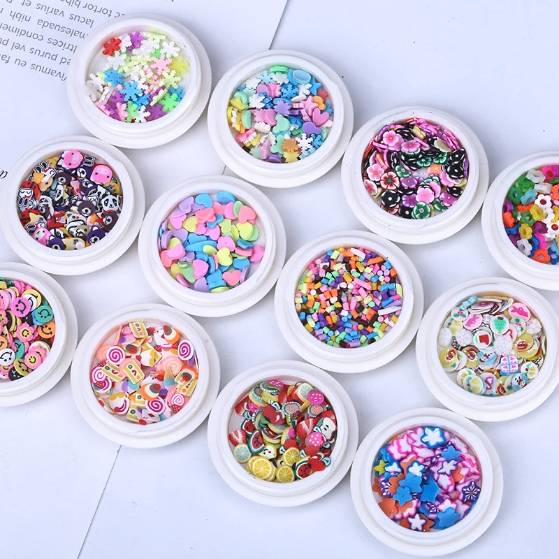 

IMAGNAIL 16 Design Cute Heart Flower Butterfly Animal Snowflake Soft Clay Fruit Nail Art Slice for Resin Nail Art DIY Decoration, Colorful
