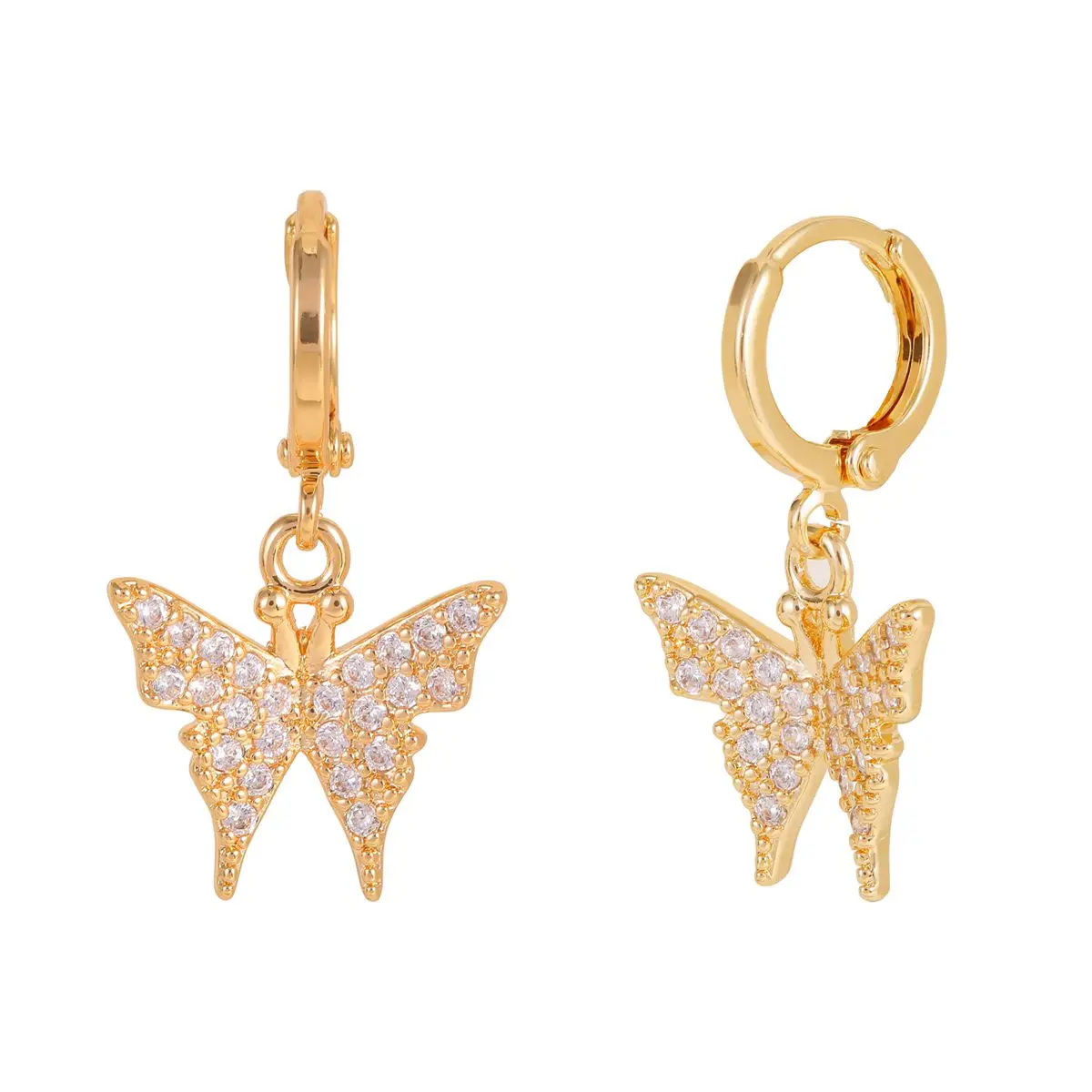 

Bling CZ Zircon 18k gold plating Popular&Elegant Butterfly Huggie Earrings