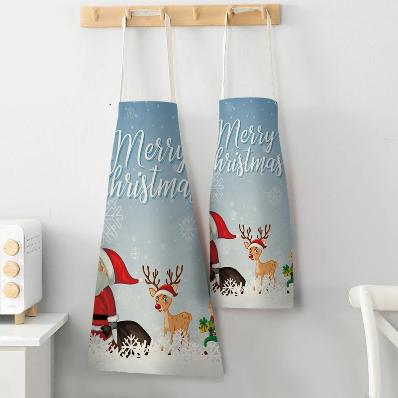 

Fashion Custom Christmas Snowman Elk Print Theme Kitchen Cooking Women's Sleeveless Apron, Customized color