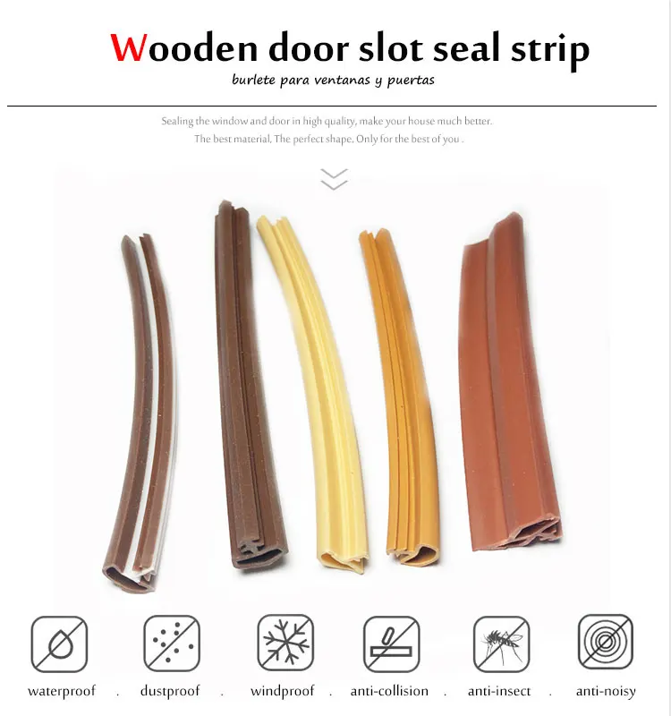 Wooden Door Tpe Slot Sealing Strips Silicone Door Slot Seal Pvc Anti