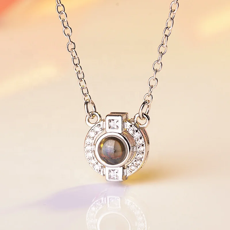 

Crystal Female Girl Round Necklaces & Pendants Fashion Jewelry 925 Sterling Silver Rose Gold Necklaces For Women