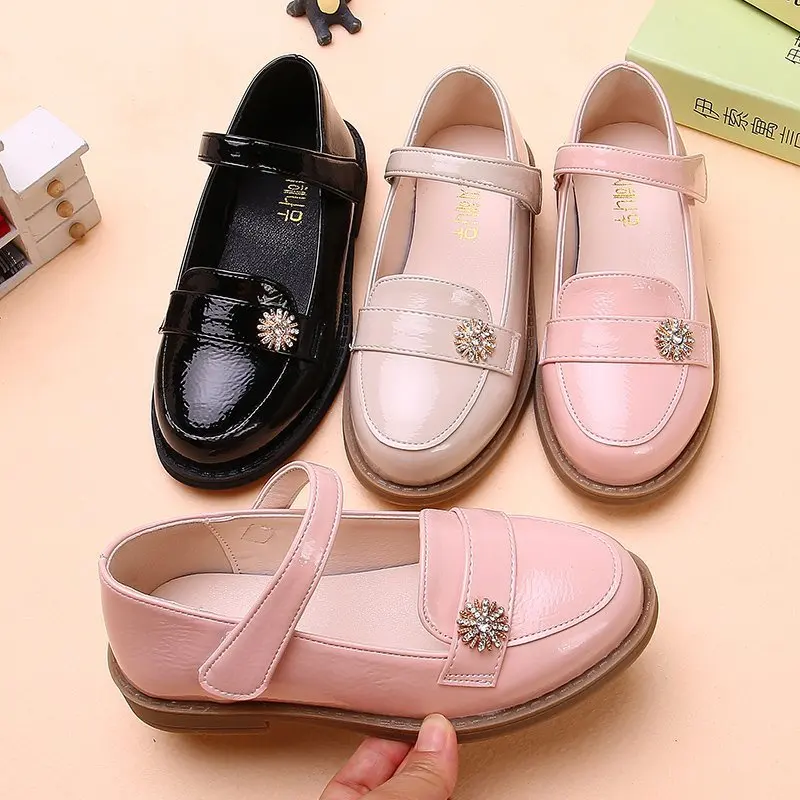 

Spring and Autumn children girl dress shoes black PU leather school shoes party shoes girl