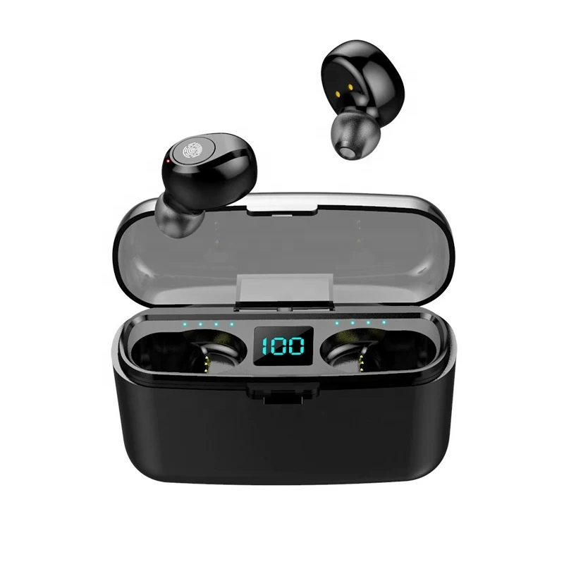 

Hot selling Noise Cancelling Sport Audifono BT Wireless Earbuds With Power Bank Battery Display Auriculares F9 Tws Headphones, Black white pink blue yellow