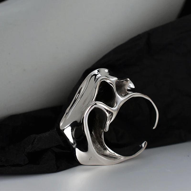 

Icebela Jewelry Factory Custom High-end Jewelry Irregular Water Wave Texture 925 Sterling Hip-hop Punk Silver Ring