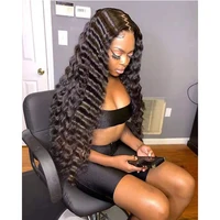 

Custom 180% density virgin human hair wigs deep wave 13*4 lace front HD lace wig