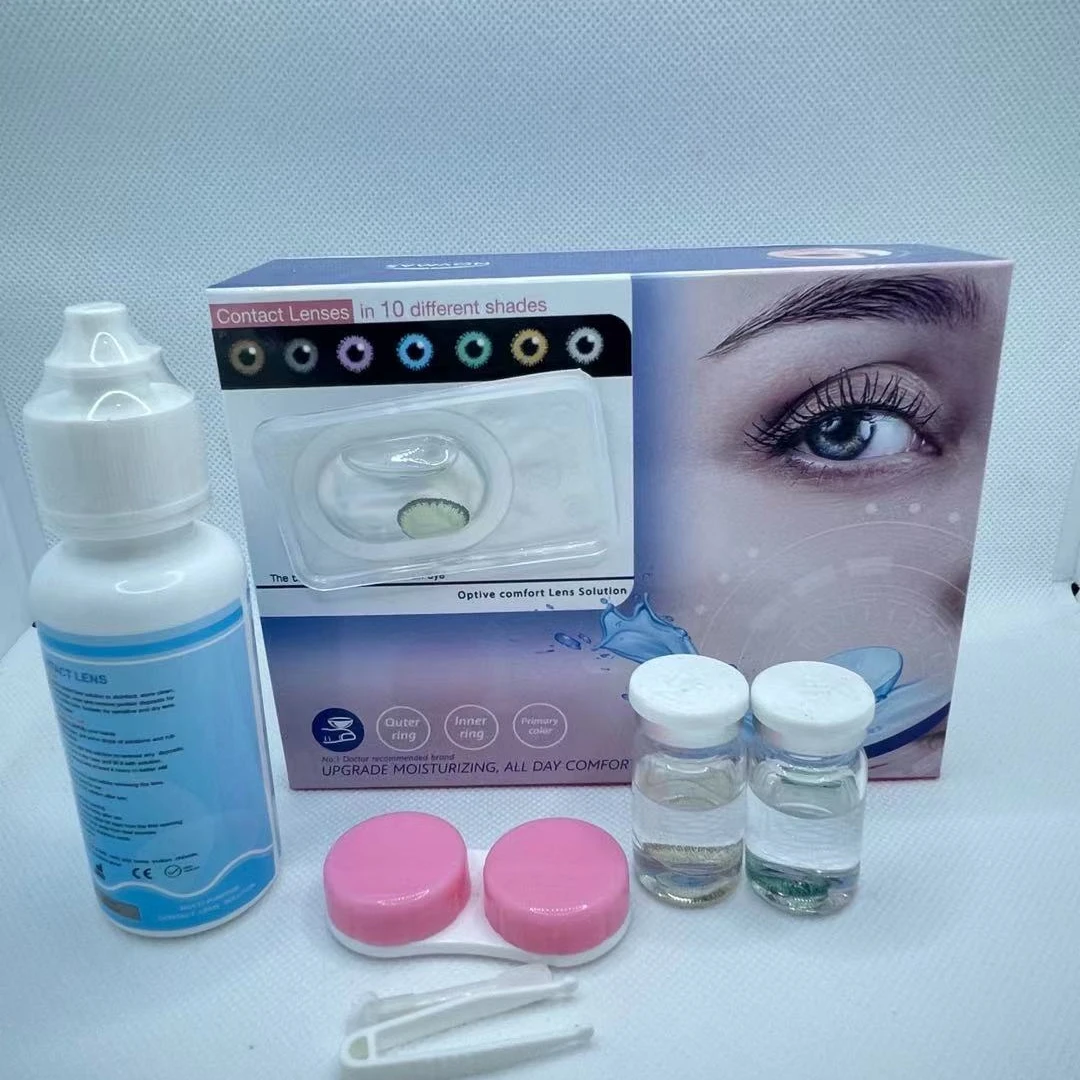 

American new contact lens set 3 tone 14.2mm fashion color women beautiful contact lens set OEM ODM, 12colors