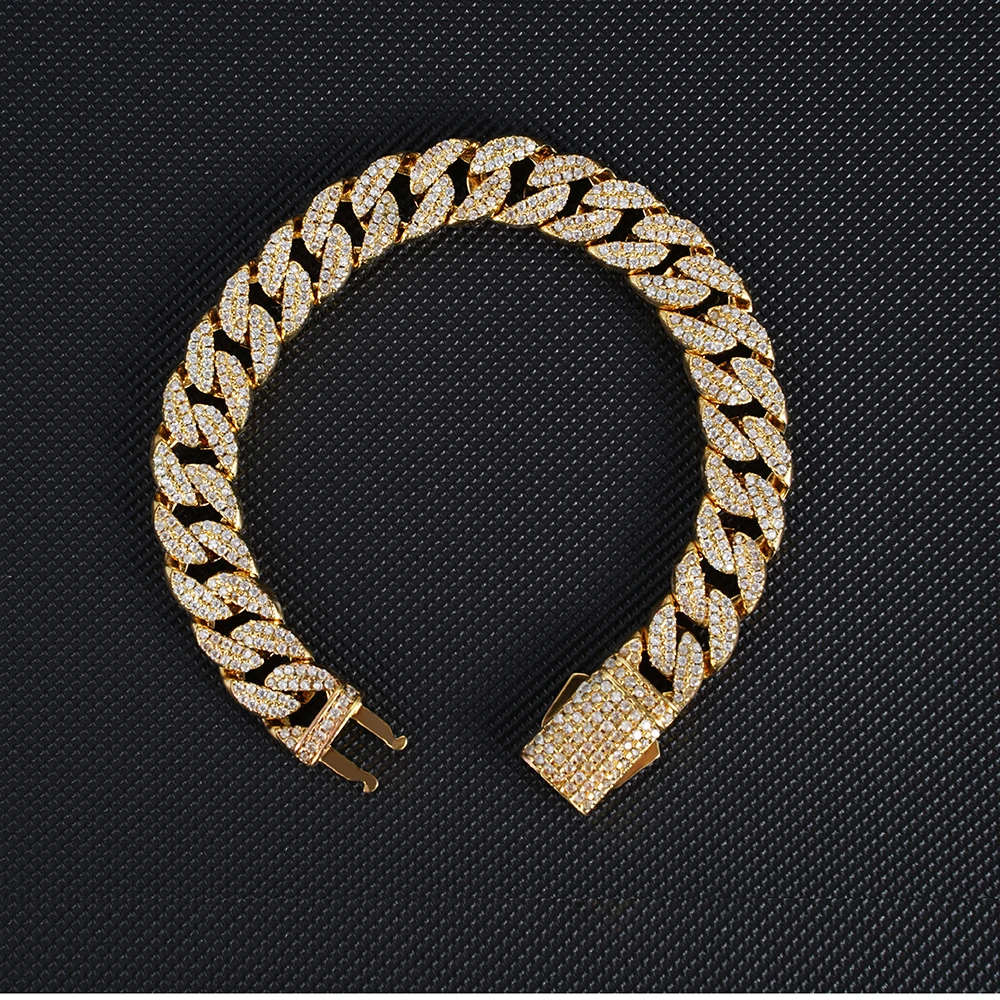 

JL Jewelry 12mm 18K men bracelet luxury silver cuban chain