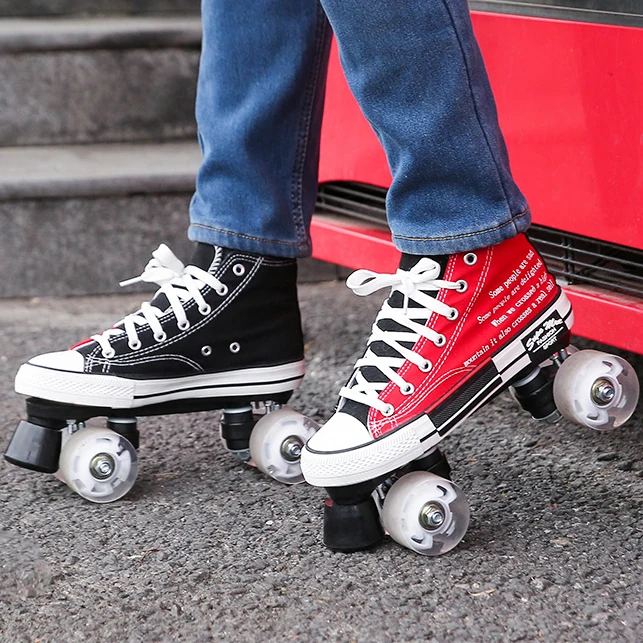 

EACH Canvas Quad Skates Cool Flashing Wheels Roller Skates Unisex Men's and Women's Roller Shoes Skates For Adults Women