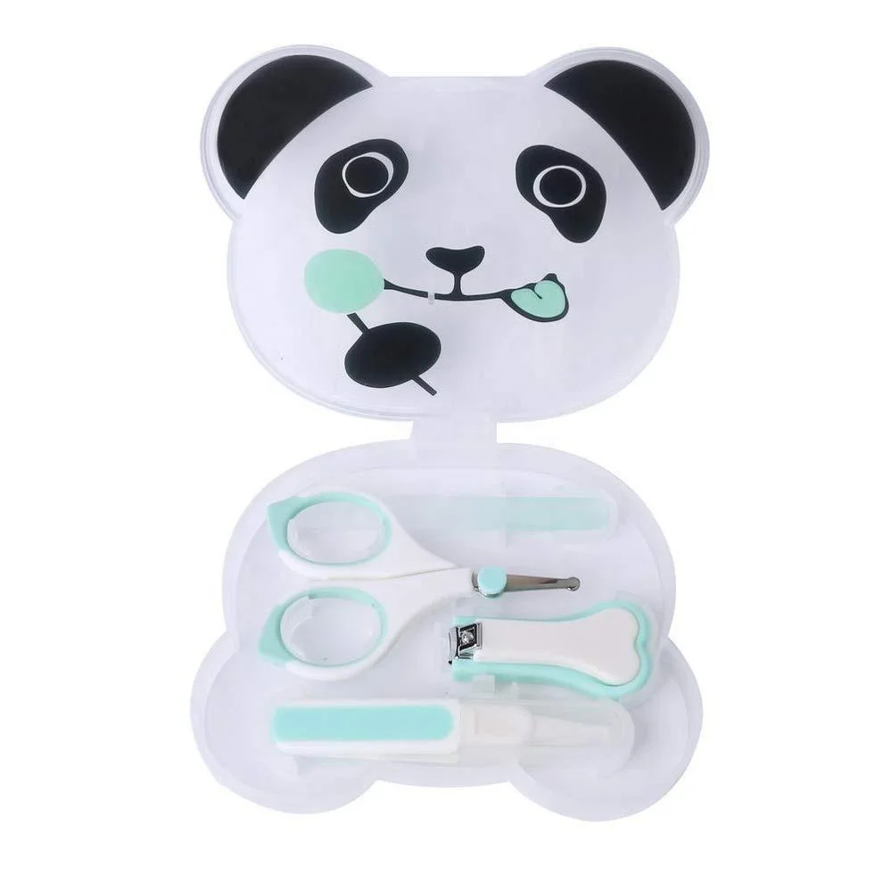 

4piece /Set Health Care Grooming Manicure Brush Kit Nail Clipper, Glass Nail File, Scissor for Newborn Baby, Pink/blue/green