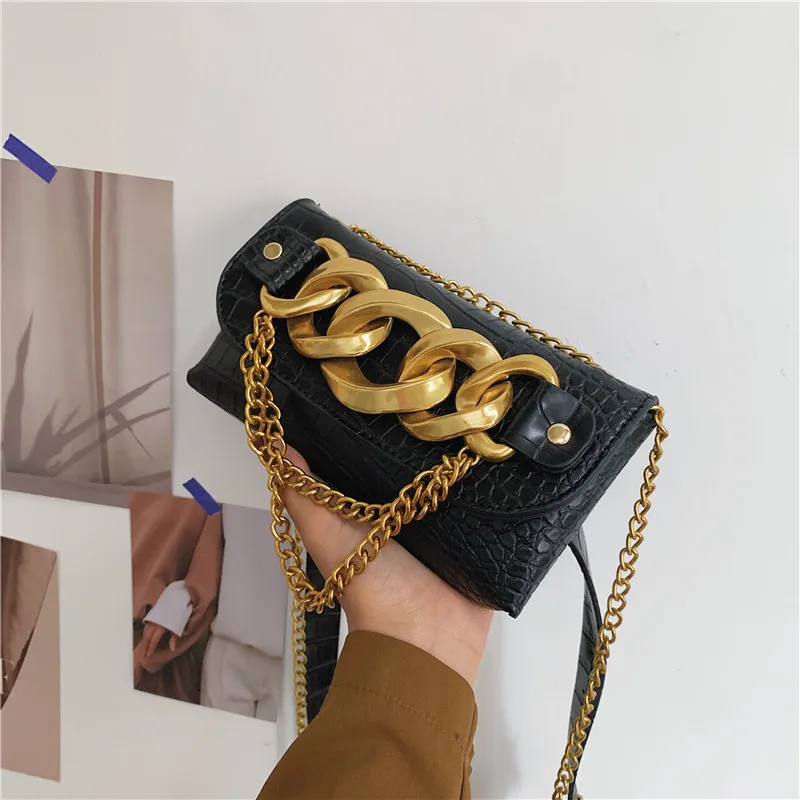 

Summer Handbags 2021 Women Hand Bags Bold Chain Decoration New Pu Stone Pattern Trendy Messenger Bag Shoulder Handbag Luxury