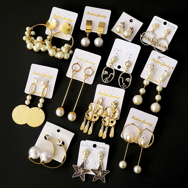 

High quality vintage retro gold plated pearl hoop earrings for women, Picture