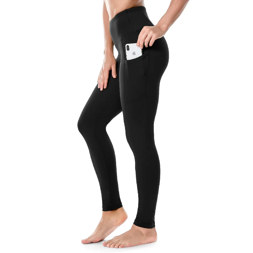 

Premium Fabrics Gym Leggings With Pocket Slender Fit Yoga Pants Cintura Alta Trousers For Ladies, Black
