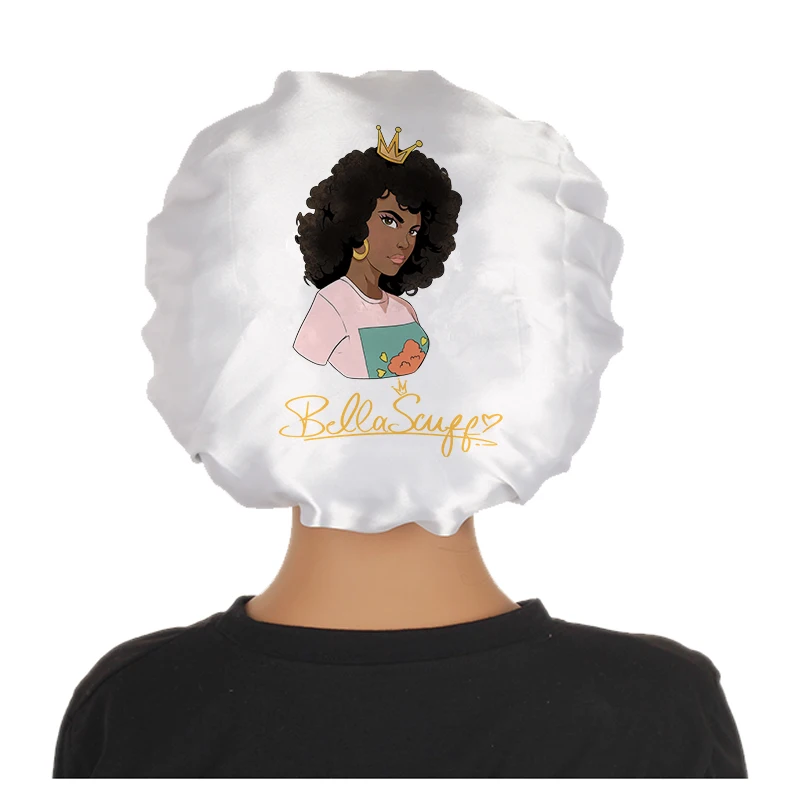 

Customized Logo Bonnets 2 Layer Satin Silk Women Sleeping Bonnet Caring Virgin Hair Extensions Wig Bonnet Wig Hairs Sleep Hats