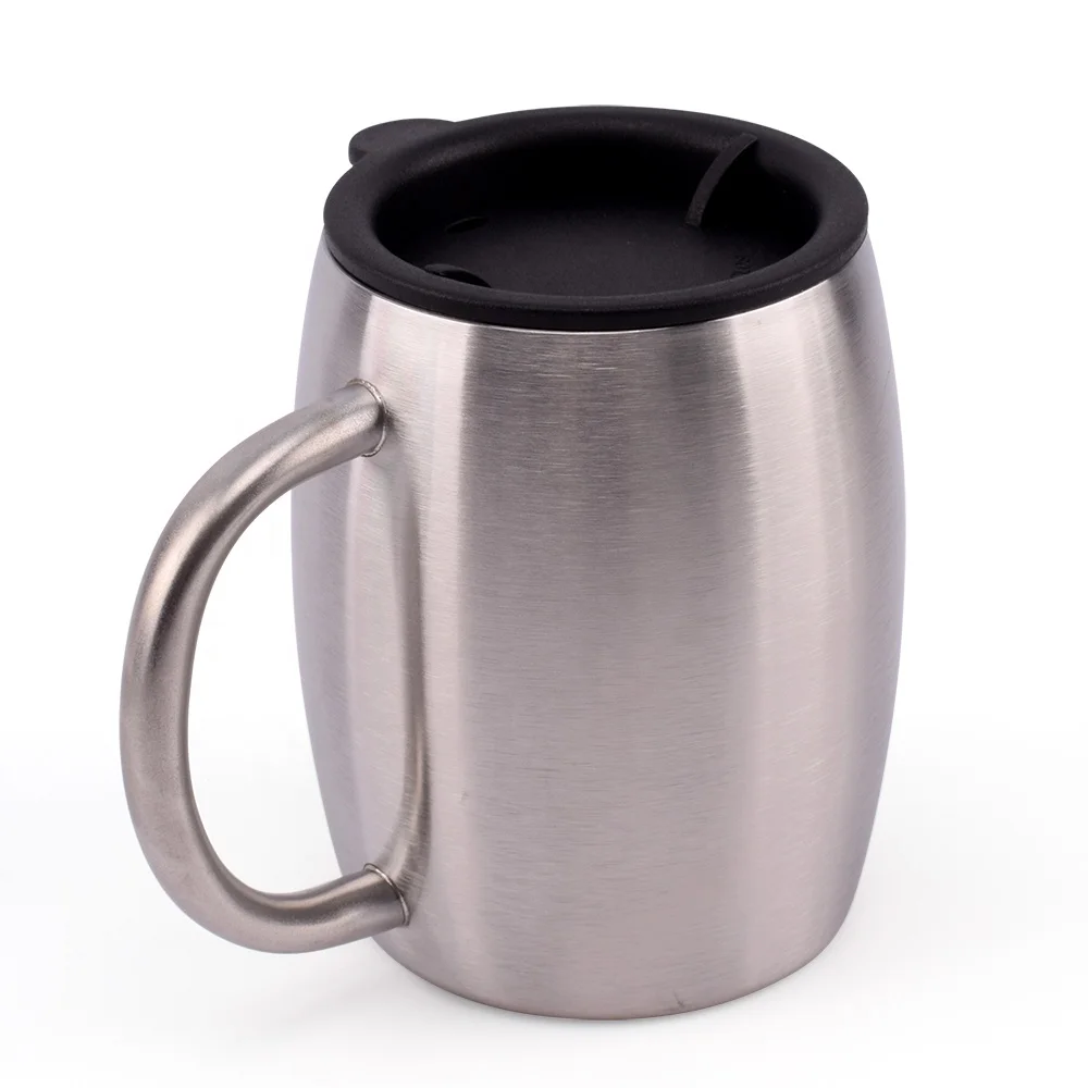 Custom 14oz Coffee Mugs Double Wall Stainless Steel Insulated Mug with Lid