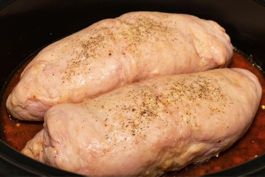 Turkey breast seasoned with cracked pepper before slow cooking