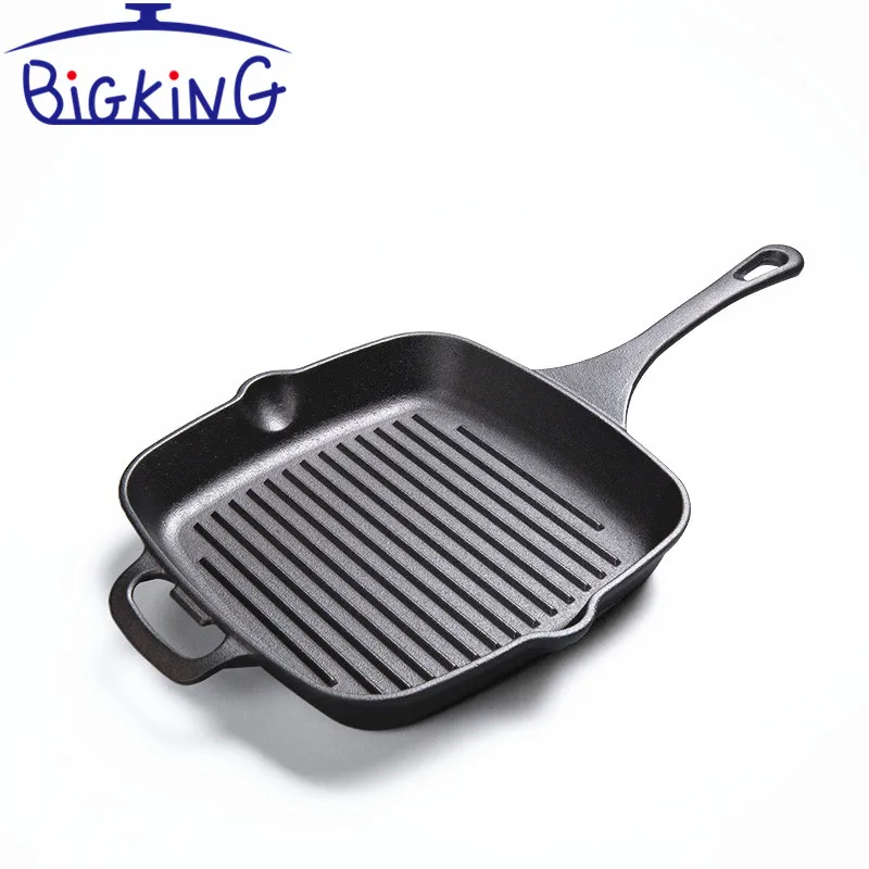 

Grill Pan, Cast Iron Frying Pan Induction and Gas Square Non Stick Griddle Pan 23.5 cm