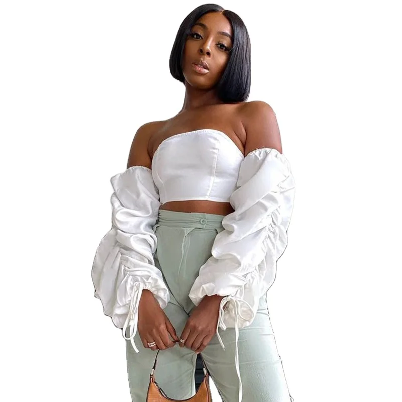 

2021 New arrival summer collection women off shoulder long sleeve fashion ladies top blouse