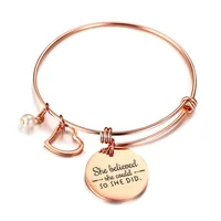 

Custom Logo Wholesale Adjustable Wire Bangle Charm Bracelet Women