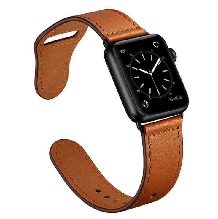 

Color Matching Suitable For Apple Watch New Style Leather Watchband Iwatch5 Strap Applewatch 5 Leather Strap Watch Band, 10colors
