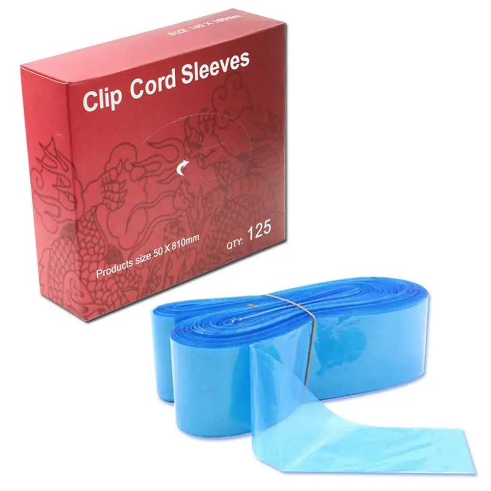 

Tattoo Clip Cord Covers - 125PCS Professional Tattoo Clip Cord Covers Sleeves Disposable Safety Tattoo Clip Cord Bags for, Transparent blue (as picture show)