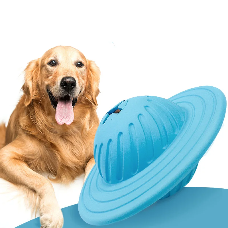 

Wholesale Multi-Function Pet Leaking Food Toys Dog Chew Frisbee Rubber Toys Interactive Rolling Leak Food Ball Puzzle Pet Toys, Blue