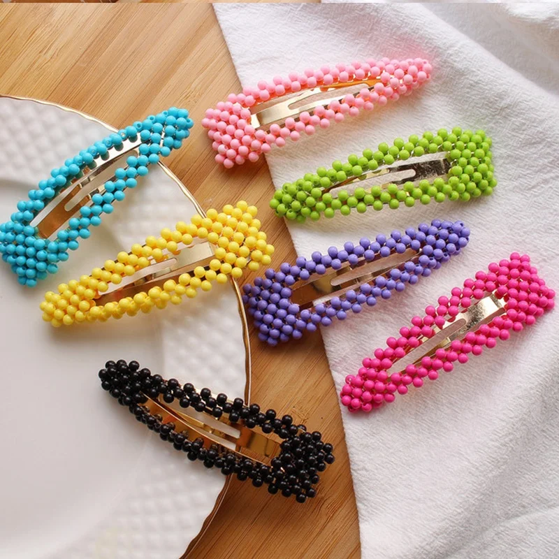 

Fashion lady girls waterdrop shape square shape Fluorescent bead hairpin