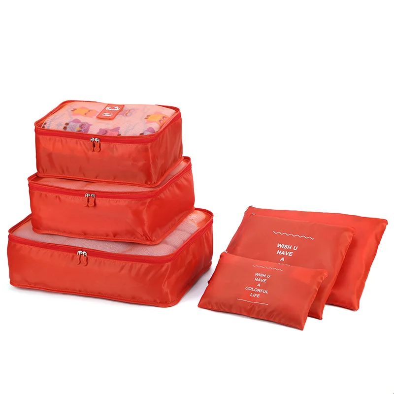 

6 Set Packing Cubes with Shoe Bag Travel Carry On Luggage Organizer, Black, pink