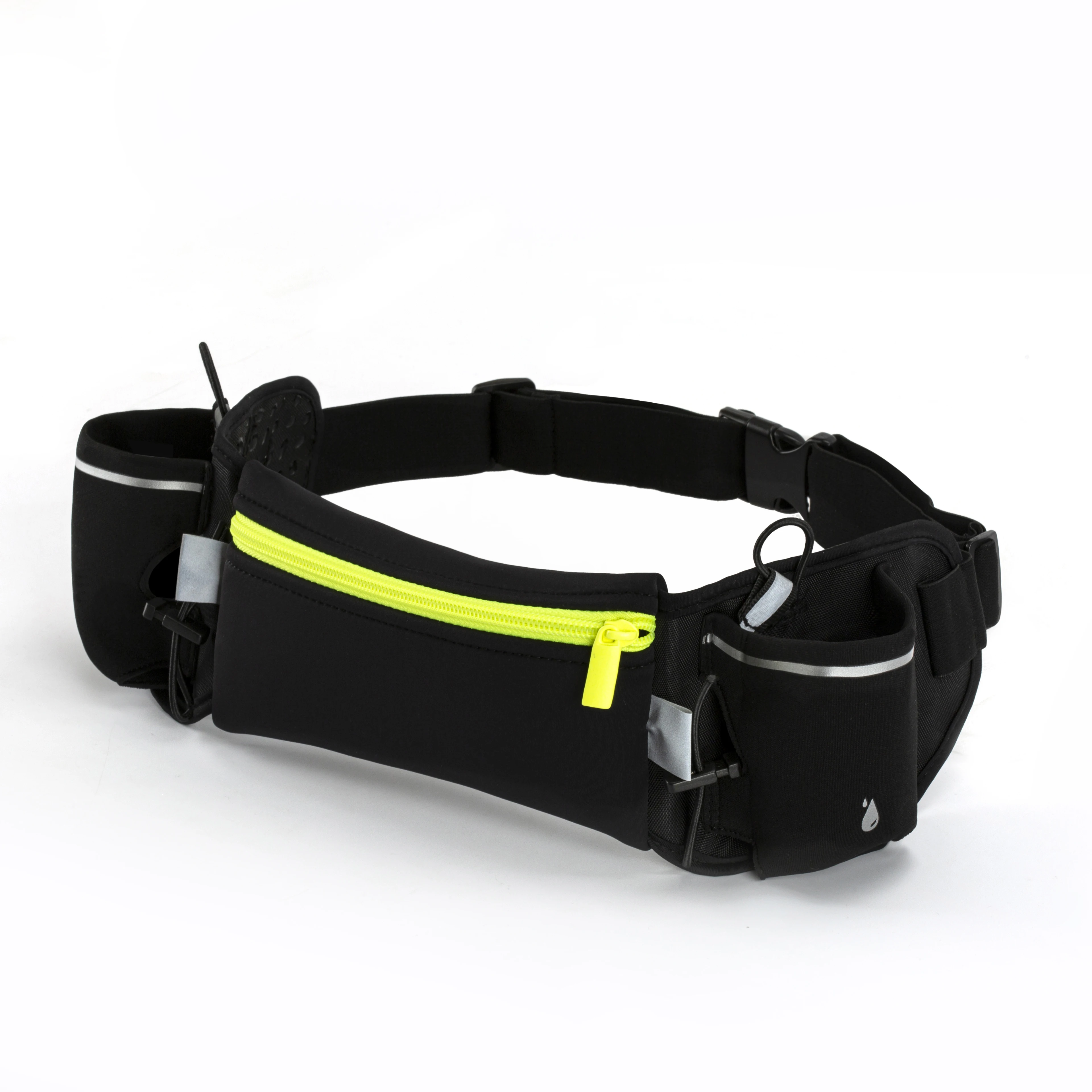 

Outdoor Sports Pocket Running Jogging Waist Bag Waterproof Phone Waist Belt Pack, Black with green zipper