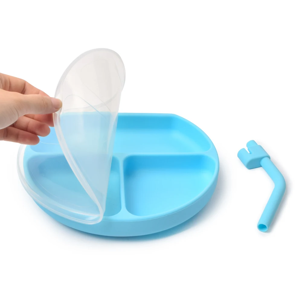 

3-Compartment Unbreakable Divided Bowls And Dishes Skid Resistant Feeding Placemat Silicone Suction Baby Plate For Toddler Kids