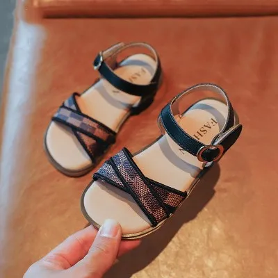 

Wholesale soft sandal anak perempuan sandales filles little baby causal beach white black summer boys girls children's sandals, Black/brown