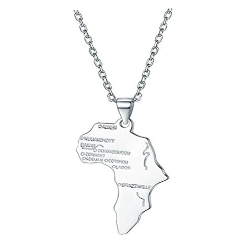 

New Fashion Hip Hop Jewelry Long Chain African Map Pendant Necklace for Men Women