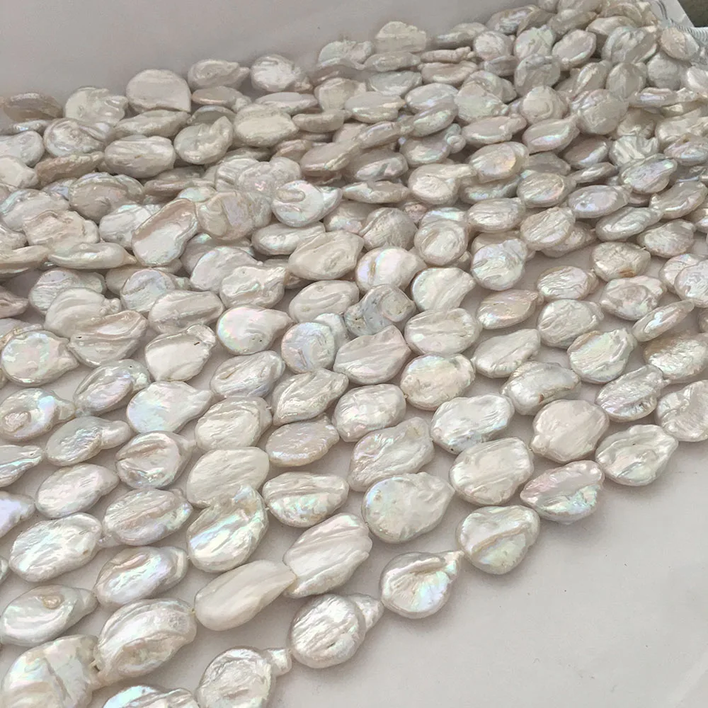 16 Inch AA Keshi Baroque Freshwater Pearl Strand 15-19 mm Loose Beads for DIY Wholesale Projects