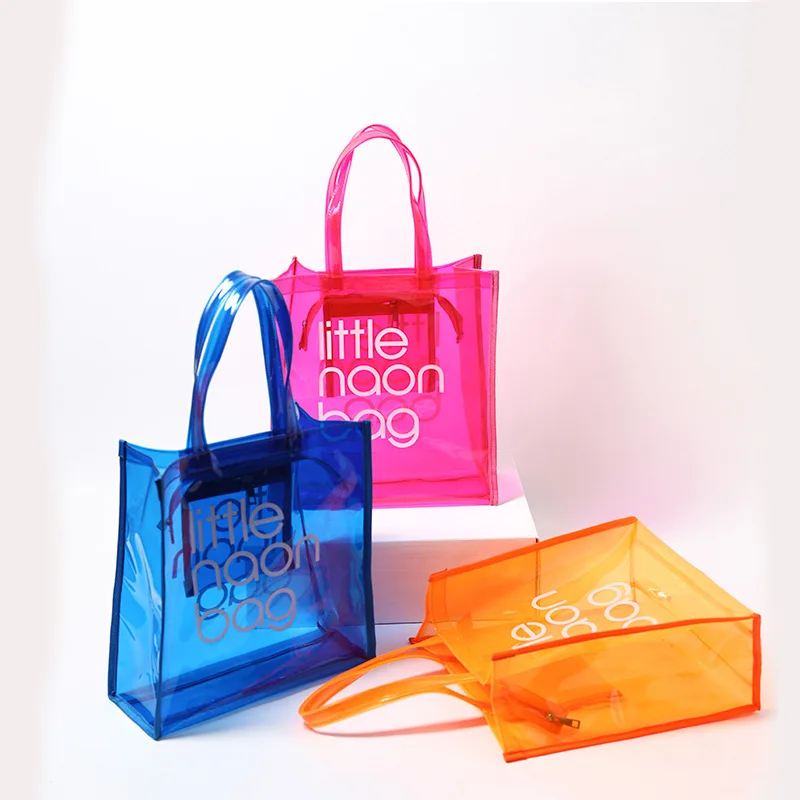 

2021 Best Selling Custom Promotional Waterproof Women Tote Transparent PVC Hand Bag