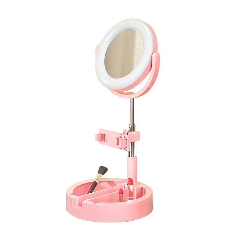 

2022 hot sale OEM 6 inch mini Led Lamp phone live bracket make up mirror Camera Selfie Ring Light Smart Phone Holder Stand