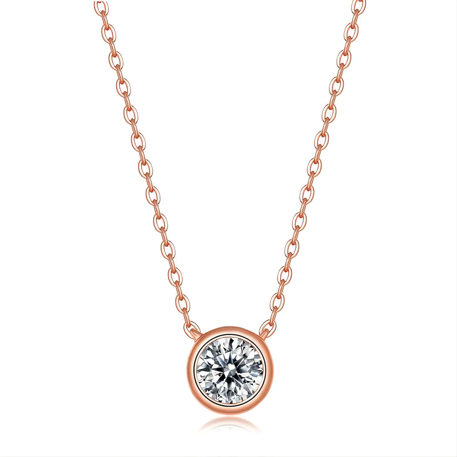 

Shanzuan Jewelry Rose Gold 925 Sterling Silver Necklace 0.5ct/1ct Round Cut Moissaniter Necklaces For Girl