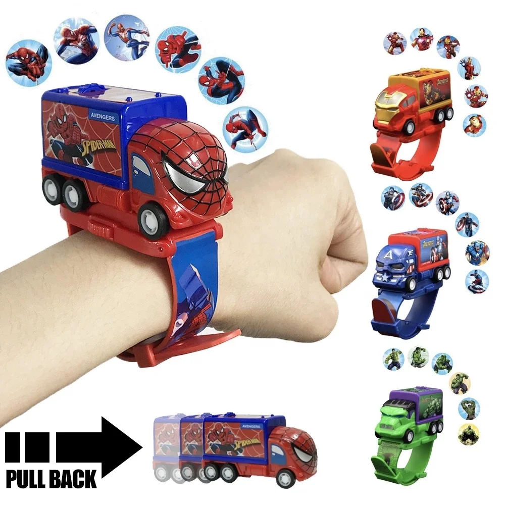 

Wholesaler Kids power better car 3D Children avenger Watch Cartoon Projection Clock power battle car watch toy