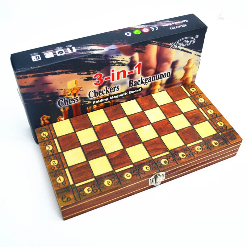 

2021Chess Board Game set for sale wooden board game indoor folding traditional indoor international chess, Wooden color