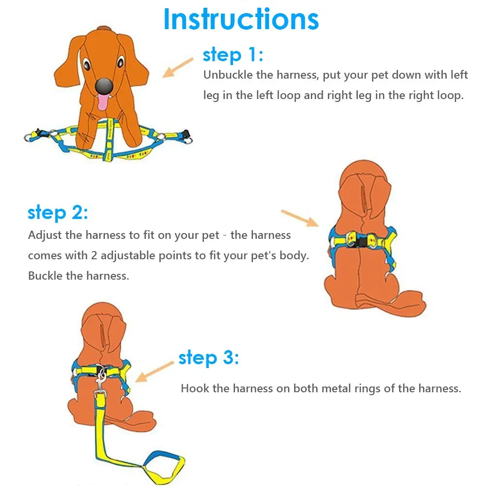 Factory wholesale adjustable durable dog leash and harness set
