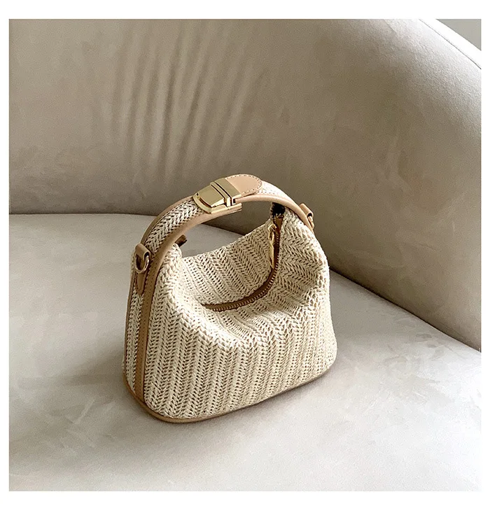 

2021 Korean style new straw woven handbag fashionable handbag lady bag all-match one-shoulder sloping cross bag