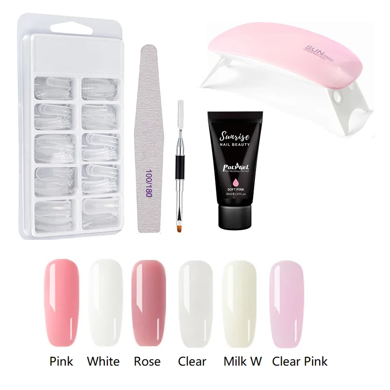 

Sunrise Top Selling High Quality Do Your Own Brand Easy Nail Extension Fast Building PolyGel Nail Set, 12 colors