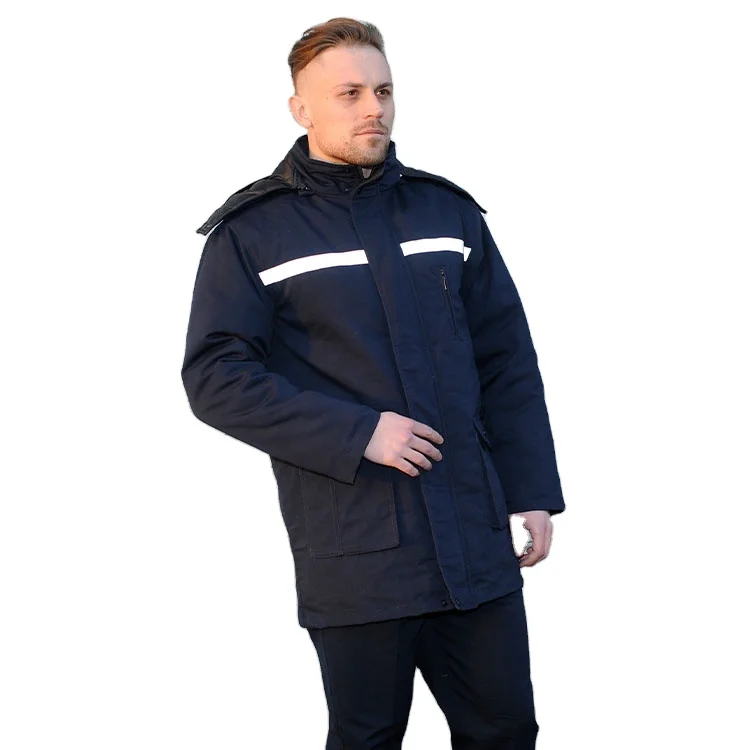 

Outdoor Cotton Polyester Working Jacket Unisex Work Uniform with Reflective Tapes, Dark blue