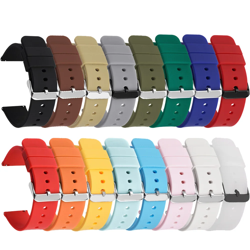 

14mm 16mm 18mm 20mm 22mm 24mm Silicone Quick Release Band Galaxy Active 2 42mm 46mm watch GT/2/2e/Pro watch band Strap