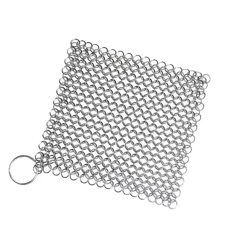 

Highly Effective Stainless Steel Kitchen Pot Scrubber with Chainmail Scrubber Handle Efficient Cleaning Brush for Stain Removal