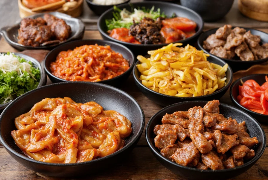 Various Korean dishes featuring gochujang including tteokbokki, bibimbap, and marinated meats