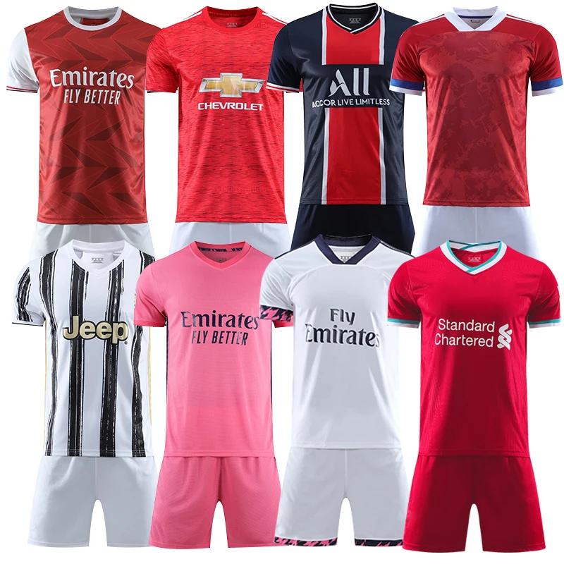 

Blank Custom 20-21 New Soccer Jersey Set Men Kids Size Football Training Uniform Short sleeve and Shorts Ball Clothes, Picture shows