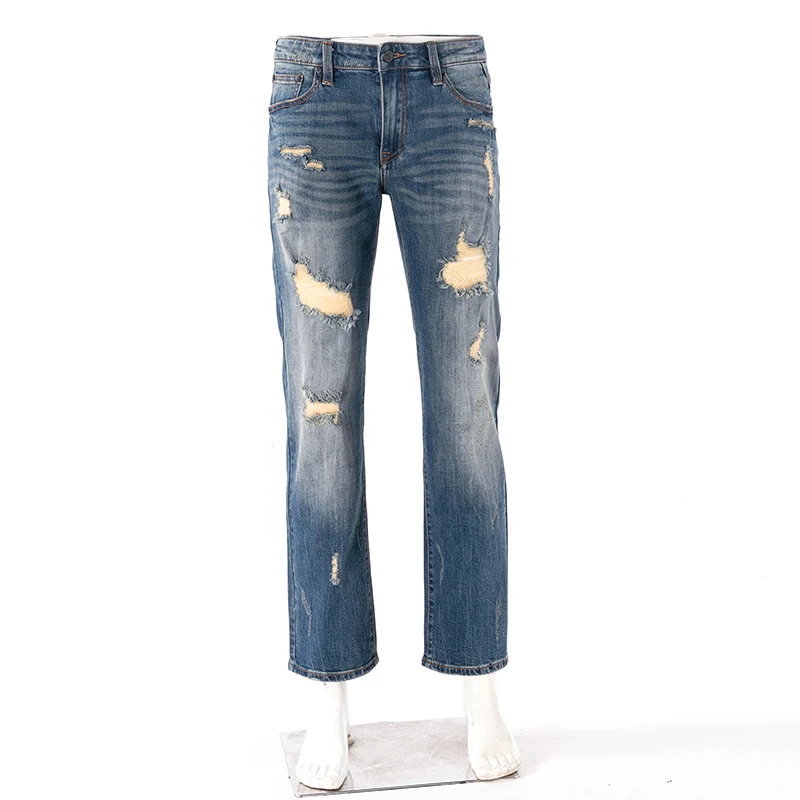 

2021 Street Style Men's European And American Basic Pure Color Simple Jeans Male Plus Size Trendy Casual Denim Trousers, Blue